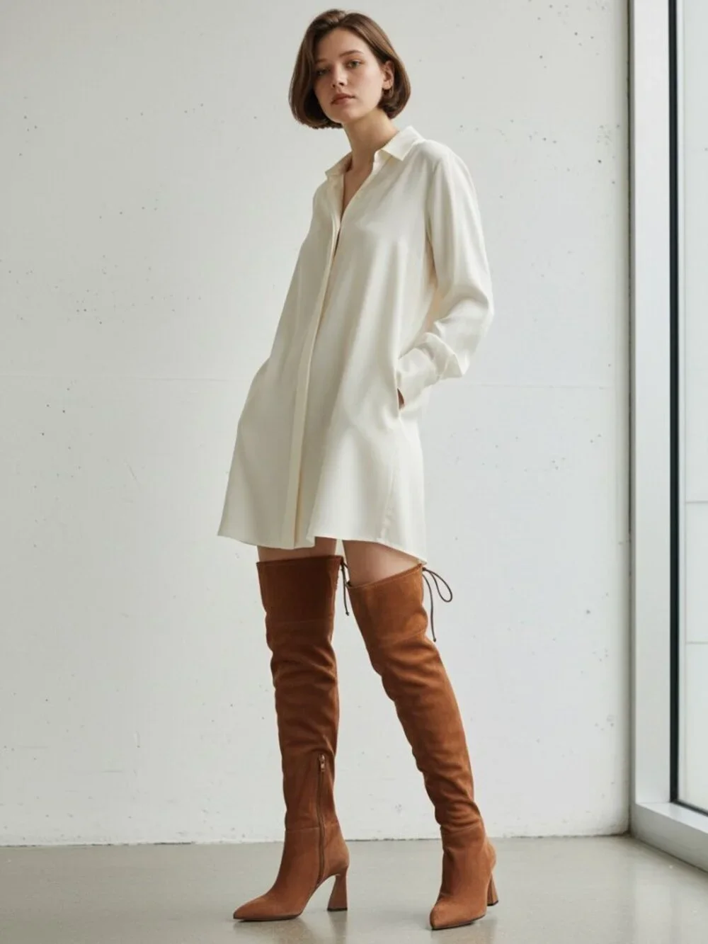 Vince Camuto Over The Knee Boots SZ 8 Brown Pointed Toe